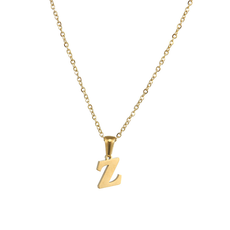 Gold color / 1 Piece Simple Series Simple Letter Z Stainless Steel  Gold Color Women's Pendant Necklaces Picture26